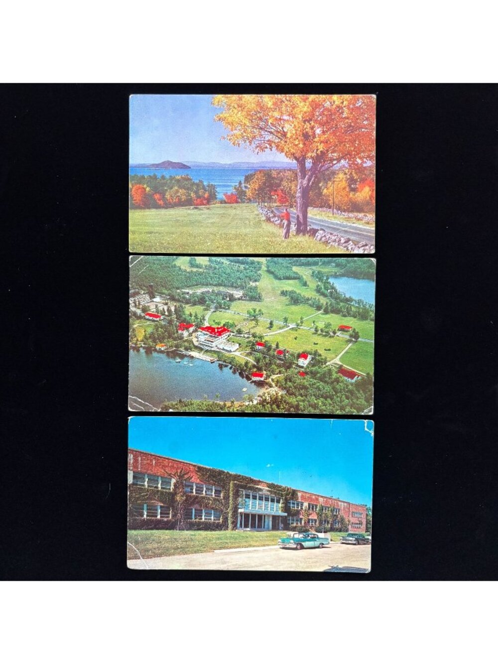 Vintage Postcard Lot New Hampshire Lake Tarleton Club Classic Cars Autumn Trees